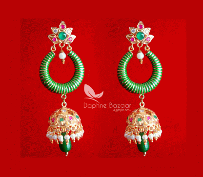 ZE59, Daphne Multicolour Earrings With Jhumki Style Karwa Chauth Special For Wife