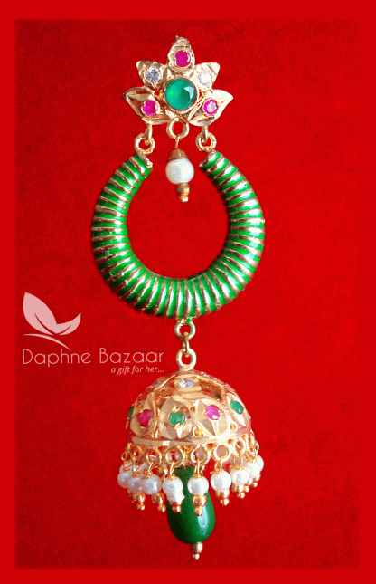 ZE59, Daphne Multicolour Earrings With Jhumki Style Karwa Chauth Special For Wife-single view