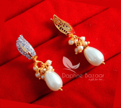 ZE61, Daphne Zircon Designer Earrings Karwa Chauth Special For Wife-back view