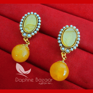ZE64, Daphne Yellow Polki Hanging Partywear Earrings Karwa Chauth Special For Wife-view 2