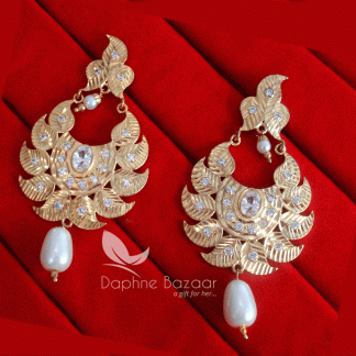 ZE66, Daphne Patiala Phulkari Style Golden Earrings Karwa Chauth Special For Wife