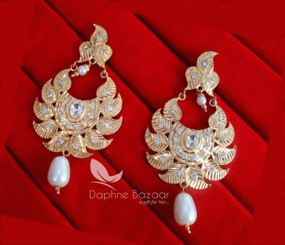 ZE66, Daphne Patiala Phulkari Style Golden Earrings Karwa Chauth Special For Wife