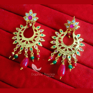 ZE67, Daphne Patiala Phulkari Style Multicolor Earrings Karwa Chauth Special For Wife