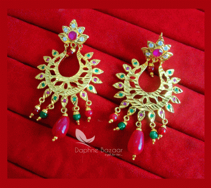 ZE67, Daphne Patiala Phulkari Style Multicolor Earrings Karwa Chauth Special For Wife