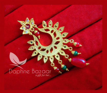 ZE67, Daphne Patiala Phulkari Style Multicolor Earrings Karwa Chauth Special For Wife -back view