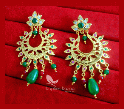 ZE68, Daphne Patiala Phulkari Style Multicolor Earrings Karwa Chauth Special For Wife