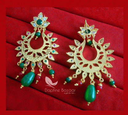 ZE68, Daphne Patiala Phulkari Style Multicolor Earrings Karwa Chauth Special For Wife-back view