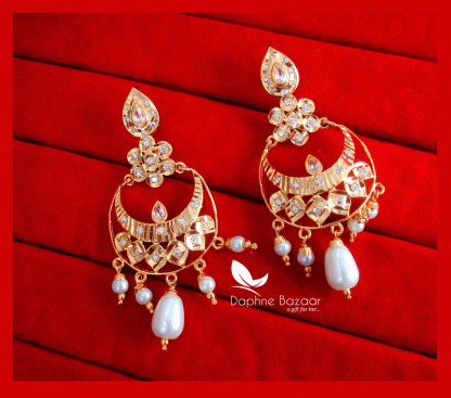 ZE69, Daphne Patiala Phulkari Style Golden Earrings Karwa Chauth Special For Wife