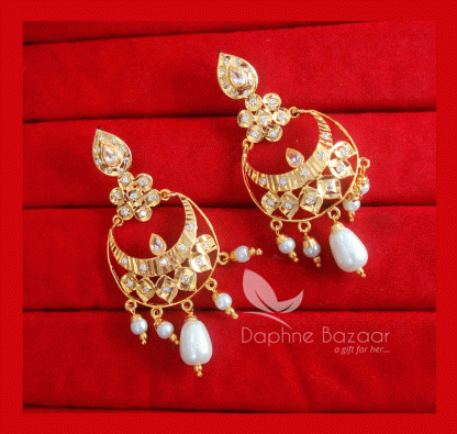 ZE69, Daphne Patiala Phulkari Style Golden Earrings Karwa Chauth Special For Wife-view 2