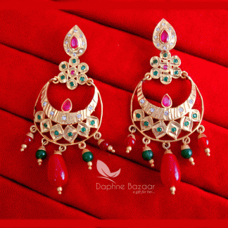 ZE70, Daphne Patiala Phulkari Style Multicolor Earrings Karwa Chauth Special For Wife
