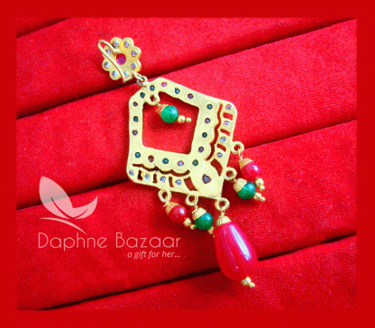 ZE71, Daphne Patiala Phulkari Style Multicolor Earrings Karwa Chauth Special For Wife-back view