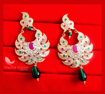 ZE73, Daphne Patiala Phulkari Style Multicolor Earrings Karwa Chauth Special For Wife
