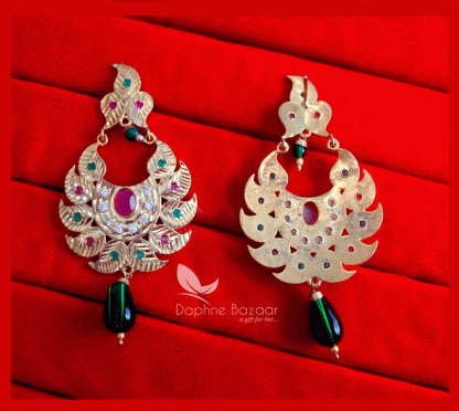 ZE73, Daphne Patiala Phulkari Style Multicolor Earrings Karwa Chauth Special For Wife-back view
