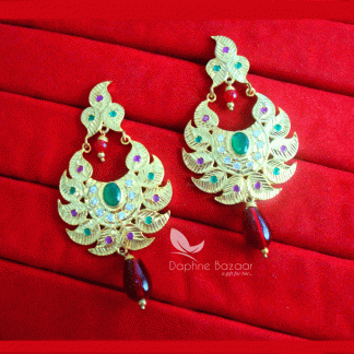 ZE74 Daphne Patiala Phulkari Style Multicolor Earrings Karwa Chauth Special For Wife