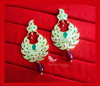 ZE74 Daphne Patiala Phulkari Style Multicolor Earrings Karwa Chauth Special For Wife