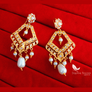 ZE75, Daphne Patiala Phulkari Style Golden Earrings Karwa Chauth Special For Wife