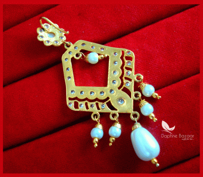 ZE75, Daphne Patiala Phulkari Style Golden Earrings Karwa Chauth Special For Wife -single view