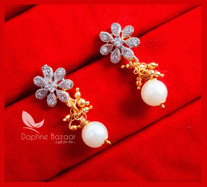 ZN14, Daphne Zircon Flower Earrings for Cute Anniversary Gifts