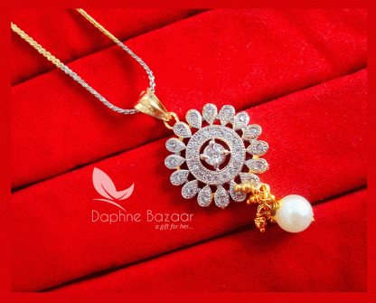 ZN14, Daphne Zircon Flower Pendant for Cute Anniversary Gifts