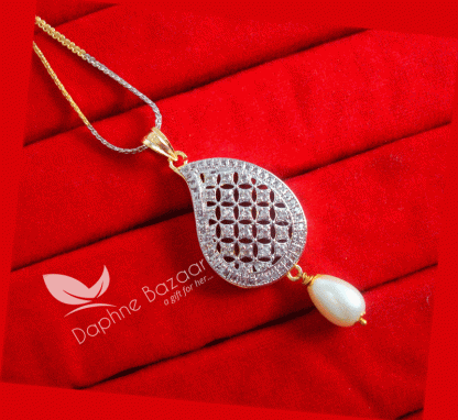 ZR11, Daphne Silvery Zircon Designer Pendant for Rakhi Gift