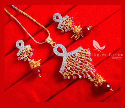 ZR18, Daphne Zircon Pendant and Earrings for Women, Karwa Chauth Special For Wife