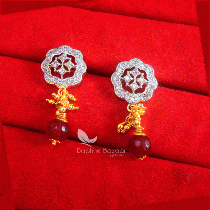 ZR19 Daphne Zircon Maroon Studded Designer Earrings Karwa Chauth Special For Women