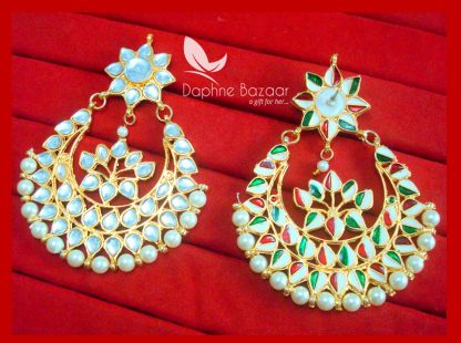 KE30 Bollywood Fashion Gold Plated Kundan Earrings For Women-Back view