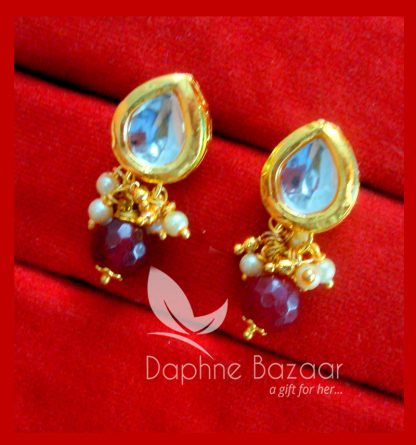 KE69 Daphne Maroon Leaf Shape Kundan Tops Diwali Special For Women-view2