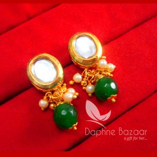 KE70 Daphne Green Oval Shape Kundan Tops Diwali Special For Women