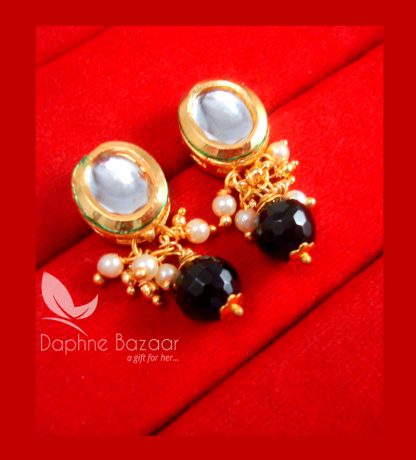KE71 Daphne Black Oval Shape Kundan Tops Diwali Special For Women