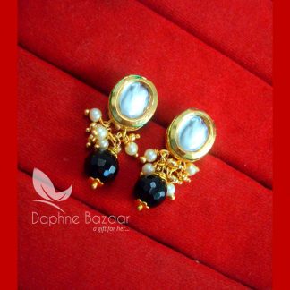 KE71 Daphne Black Oval Shape Kundan Tops Diwali Special For Women-view2