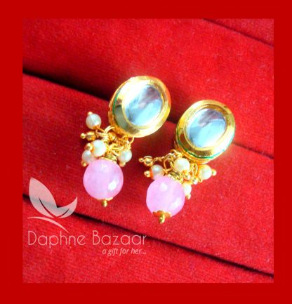 KE72 Daphne Baby Pink Oval Shape Kundan Tops Diwali Special For Women-view2