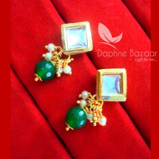 KE73 Daphne Green Square Shape Kundan Tops Diwali Special For Women