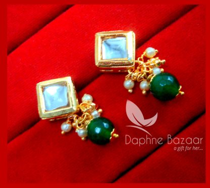 KE73 Daphne Green Square Shape Kundan Tops Diwali Special For Women-view2