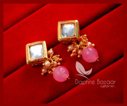 KE74 Daphne Baby Pink Square Shape Kundan Tops Diwali Special For Women