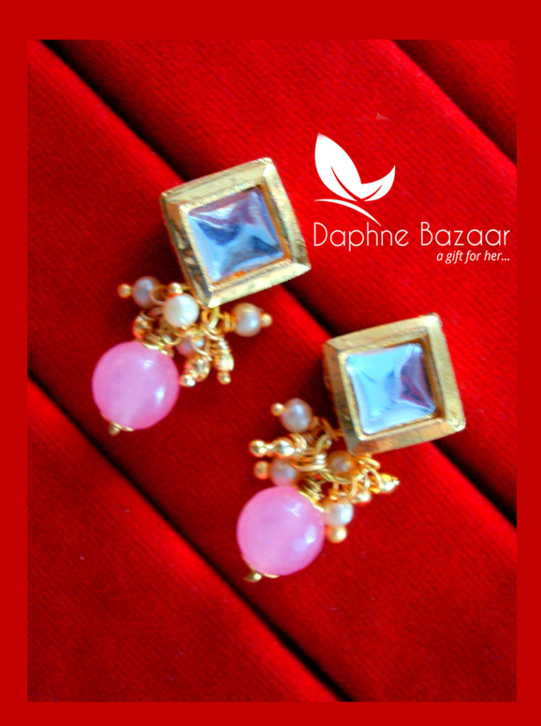KE74 Daphne Baby Pink Square Shape Kundan Tops Diwali Special For Women-view2