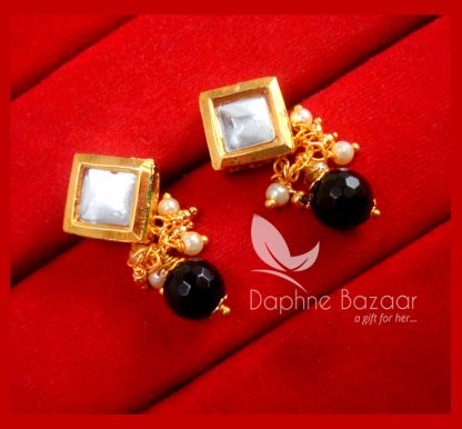 KE75 Daphne Black Square Shape Kundan Tops Diwali Special For Women