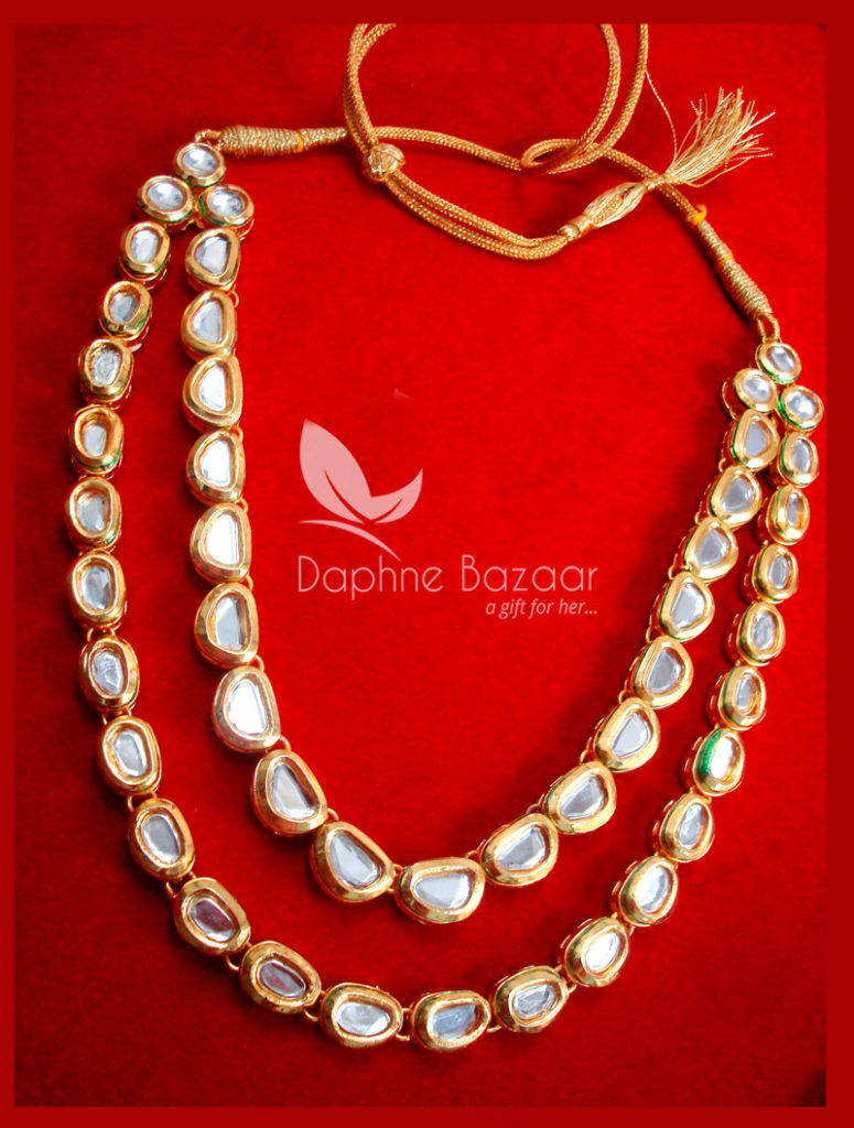 NC72 Traditional Double Line Kundan Necklace Diwali Special For Women