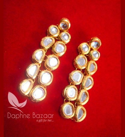NC73 Traditional Double Line Kundan Earrings Diwali Special For Women
