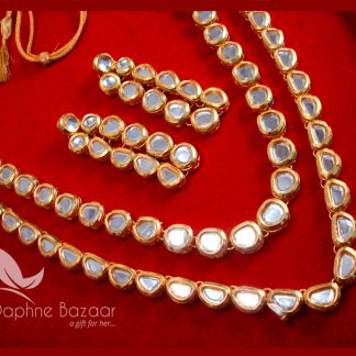 NC73 Traditional Double Line Kundan Necklace With Earrings Diwali Special For Women