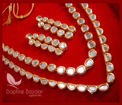 NC73 Traditional Double Line Kundan Necklace With Earrings Diwali Special For Women