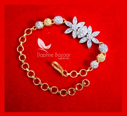 BR57 Daphne Zircon Flora Gold plated Bracelet For Thanksgiving Celebration-1