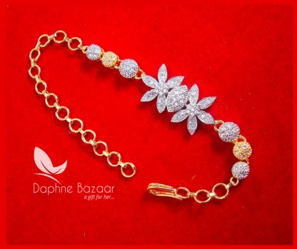 BR57 Daphne Zircon Flora Gold plated Bracelet For Thanksgiving Celebration
