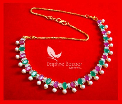 CBU47 Daphne Zircon Golden Pink Green Stone Necklace for Women Thanksgiving Special