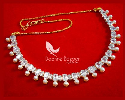 CBU48 Daphne Zircon Golden White Stone Necklace for Women Thanksgiving Special