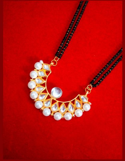 HC33P, Daphne Golden Kundan Pearl Mangalsutra for Women Thanksgiving Celebration-1