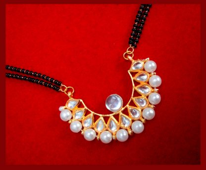 HC33P, Daphne Golden Kundan Pearl Mangalsutra for Women Thanksgiving Celebration-2