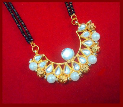 HC34P, Daphne Golden Kundan Pearl Mangalsutra for Women Thanksgiving Celebration-1