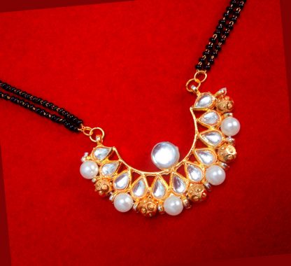 HC34P, Daphne Golden Kundan Pearl Mangalsutra for Women Thanksgiving Celebration-2