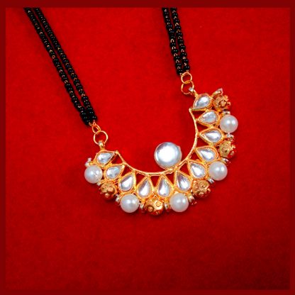 HC34P, Daphne Golden Kundan Pearl Mangalsutra for Women Thanksgiving Celebration